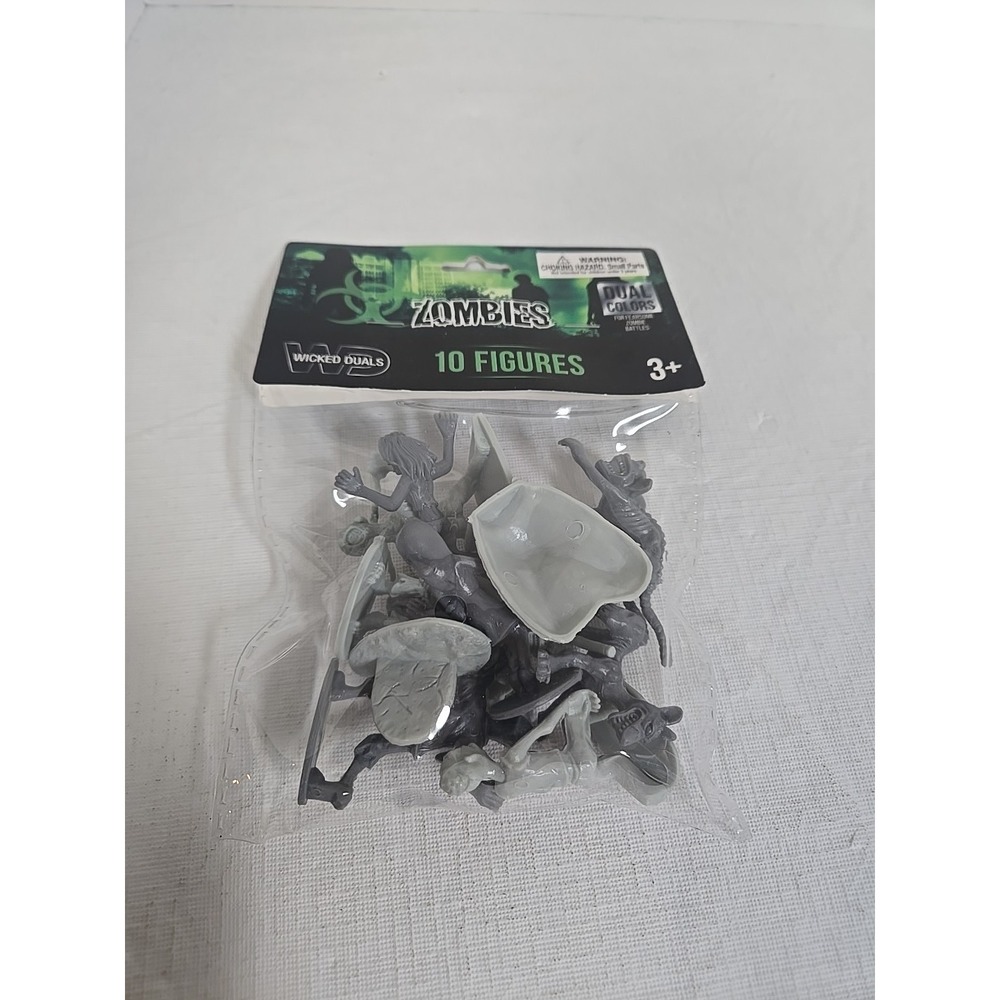 New! ~ Wicked Duals ZOMBIES 10 Gray Plastic Figures SCS DIRECT Fearsome Battles